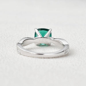 2.0CT Cushion Cut Emerald Classic Solitaire Twist Ring