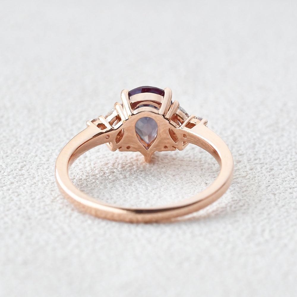 Pear Shaped Lab Alexandrite Rose Gold Ring