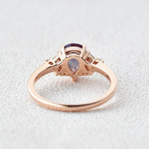 Pear Shaped Lab Alexandrite Rose Gold Ring