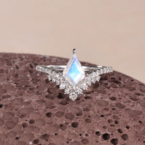 Nature Inspired Kite Cut Moss Agate Cluster Engagement Ring