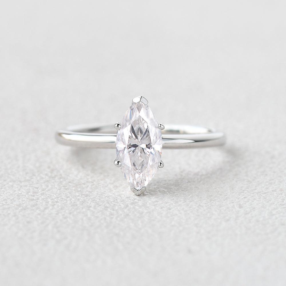 Classic 1.0CT Marquise Moissanite Solitaire Ring