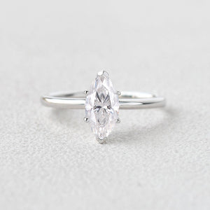Classic 1.0CT Marquise Moissanite Solitaire Ring