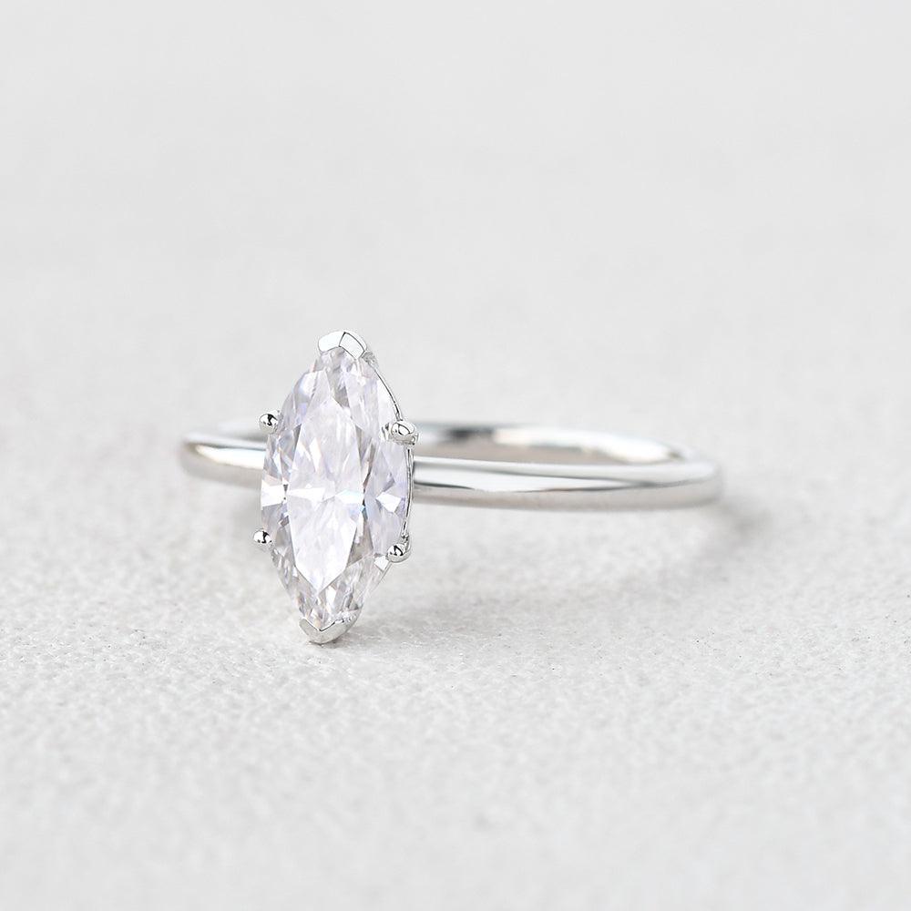 Classic 1.0CT Marquise Moissanite Solitaire Ring