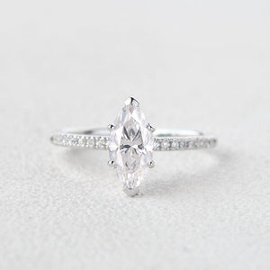 Minimalist 1.5CT Marquise Moissanite Pave Classic Solitaire Engagement Ring