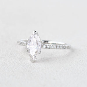 Minimalist 1.5CT Marquise Moissanite Pave Classic Solitaire Engagement Ring