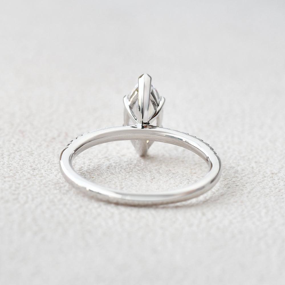 Minimalist 1.5CT Marquise Moissanite Pave Classic Solitaire Engagement Ring