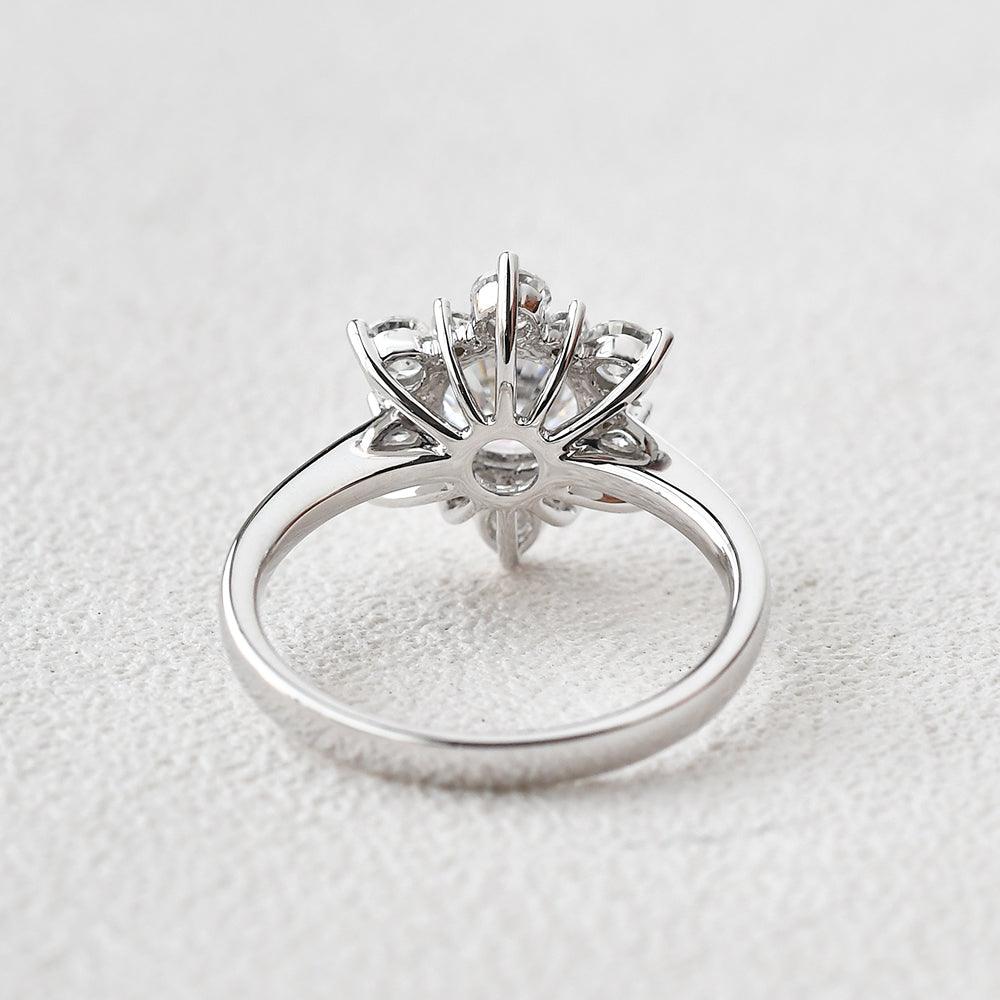 Snowflake Shaped Moissanite Art deco White Gold Ring