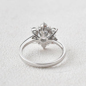 Snowflake Shaped Moissanite Art deco White Gold Ring