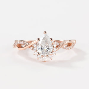 1.5ct Pear Moss Agate Infinity Engagement Ring - Barbara