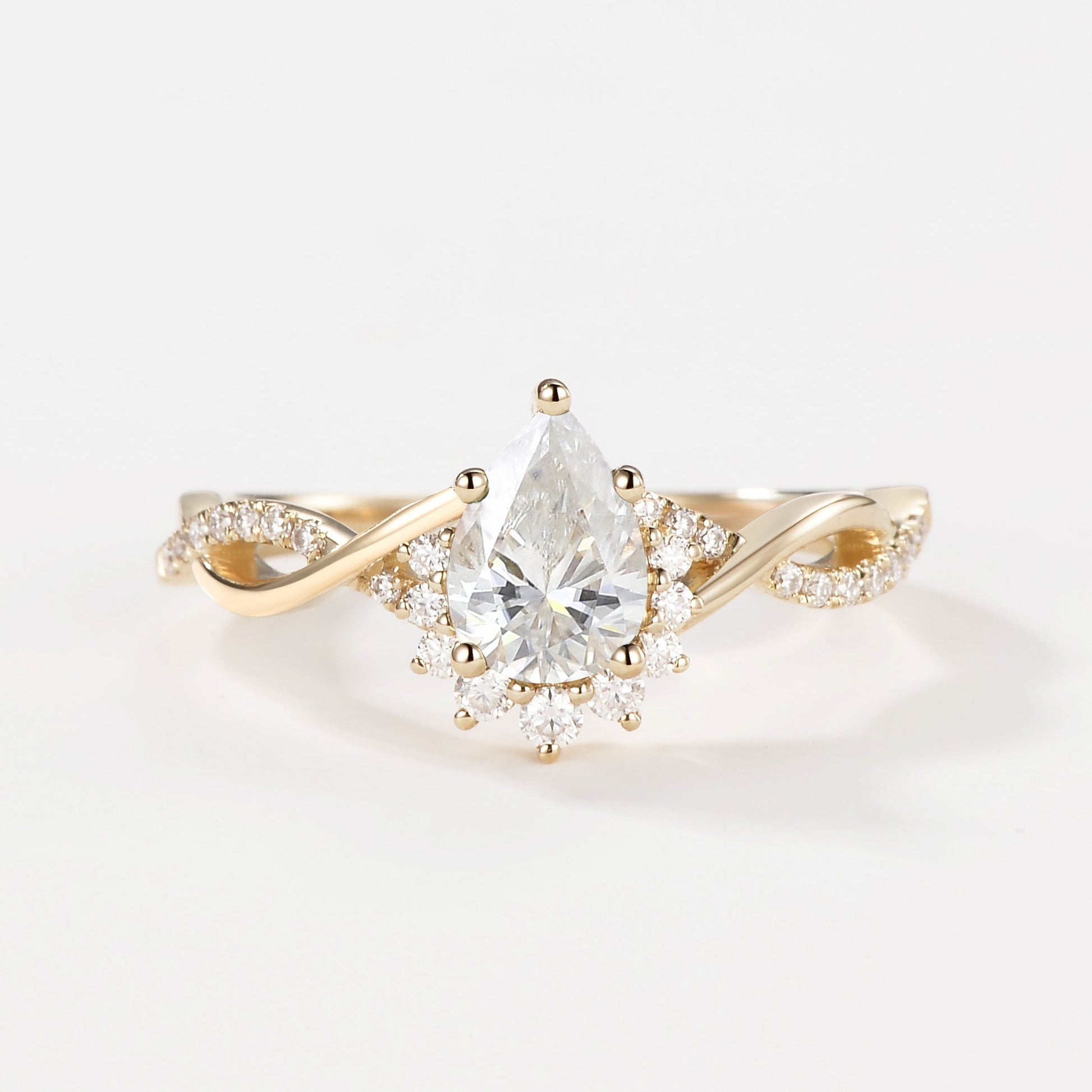 1.5ct Pear Moss Agate Infinity Engagement Ring - Barbara