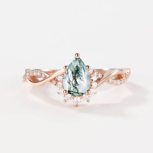 1.5ct Pear Moss Agate Infinity Engagement Ring - Barbara