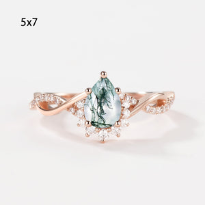 1.5ct Pear Moss Agate Infinity Engagement Ring - Barbara