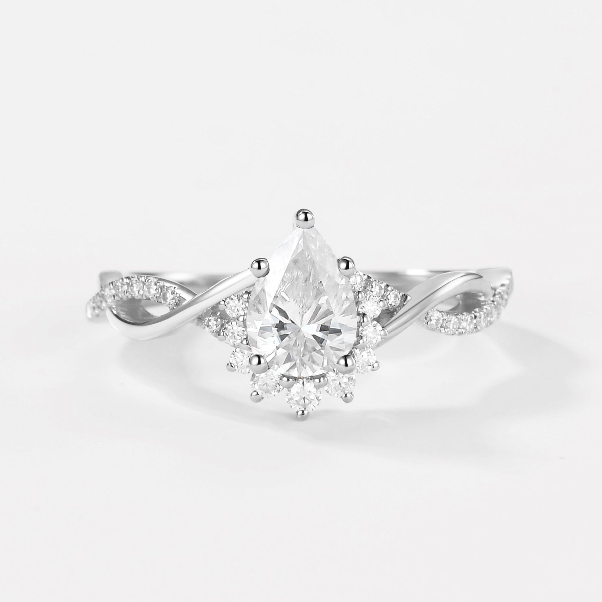 1.5ct Pear Moss Agate Infinity Engagement Ring - Barbara
