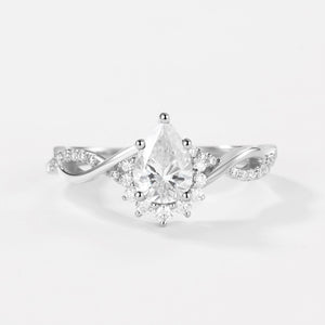 1.5ct Pear Moss Agate Infinity Engagement Ring - Barbara