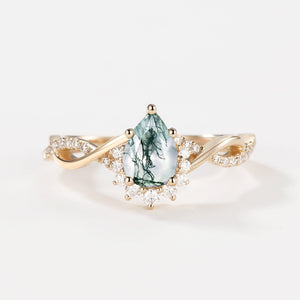1.5ct Pear Moss Agate Infinity Engagement Ring - Barbara
