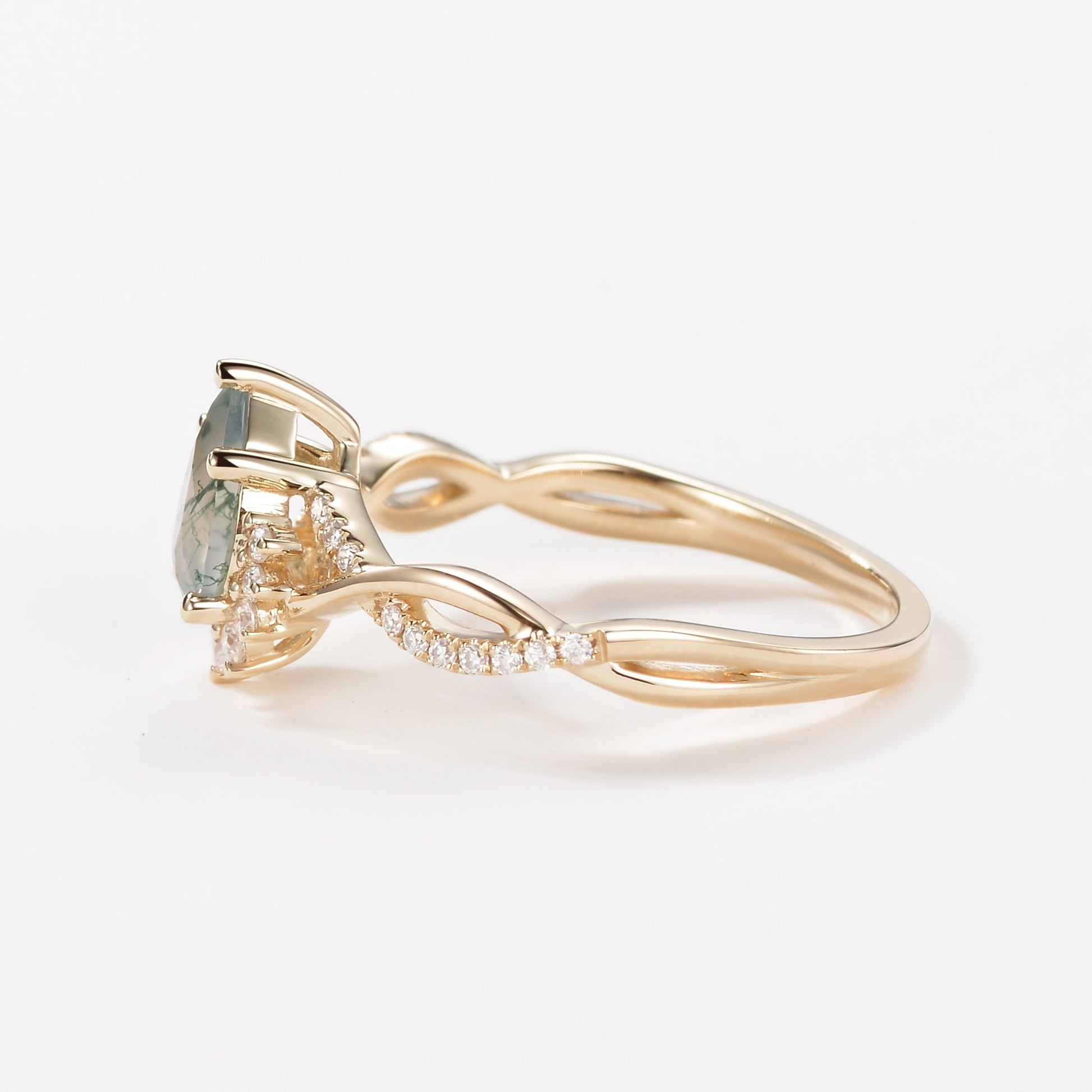 1.5ct Pear Moss Agate Infinity Engagement Ring - Barbara