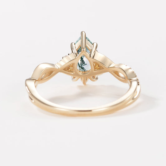 1.5ct Pear Moss Agate Infinity Engagement Ring - Barbara
