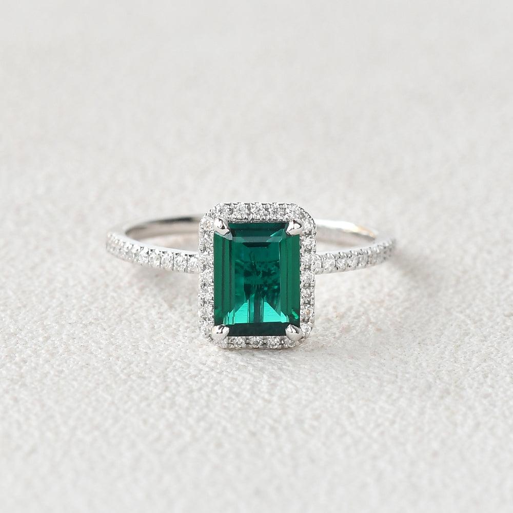 Vintage Emerald & Moissanite Rose Gold Ring