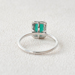 Vintage Emerald & Moissanite Rose Gold Ring