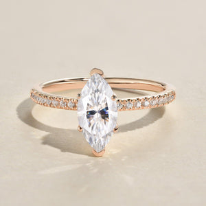 Minimalist 1.5CT Marquise Moissanite Pave Classic Solitaire Engagement Ring