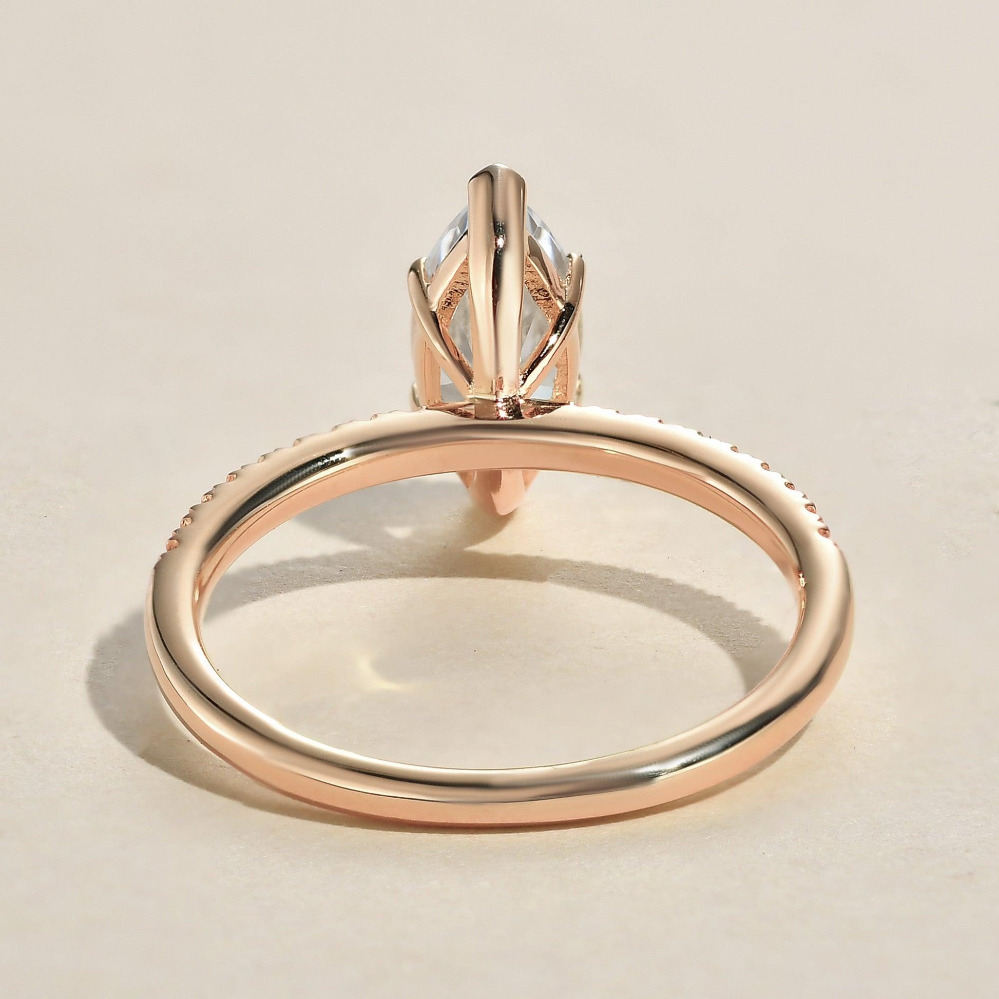 Minimalist 1.5CT Marquise Moissanite Pave Classic Solitaire Engagement Ring