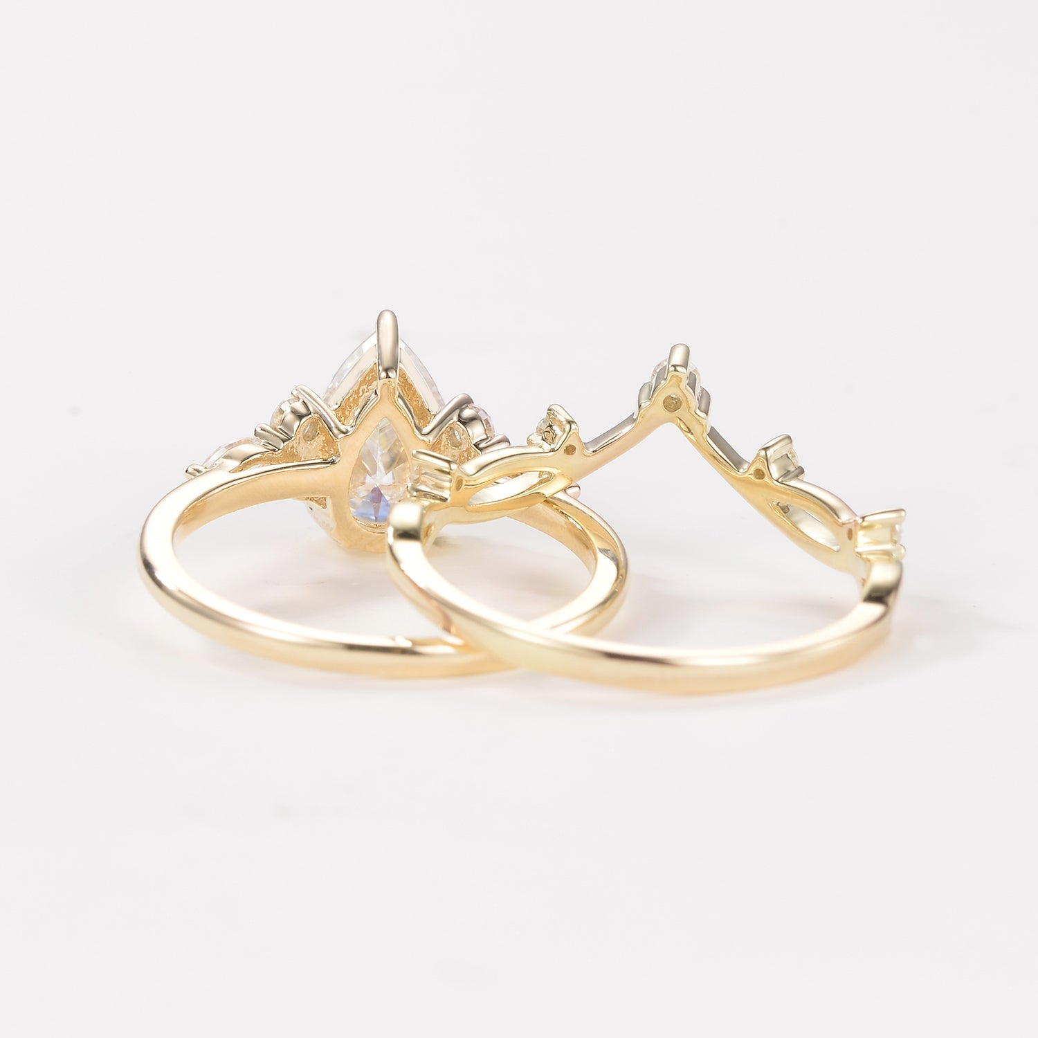 Branches Pear Moss Agate Leafy Ring Set 2pcs - Ona
