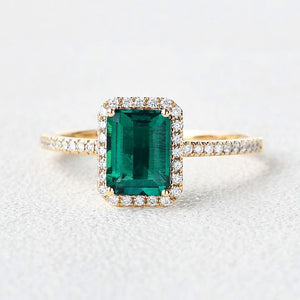 Vintage Emerald & Moissanite Rose Gold Ring