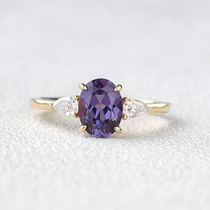 Minimalist Lab-Grown Alexandrite Solitaire Gold Ring