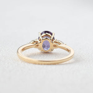 Minimalist Lab-Grown Alexandrite Solitaire Gold Ring