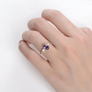 Minimalist Lab-Grown Alexandrite Solitaire Gold Ring
