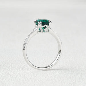 Classic 1.5CT Pear Shaped Lab Emerald White Gold Ring