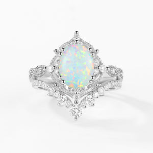 2.0ct Signature Vintage Moss Agate Big Ring Set 2pcs - Charlotte