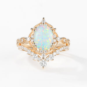 2.0ct Signature Vintage Moss Agate Big Ring Set 2pcs - Charlotte