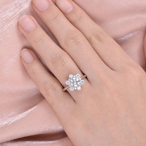 Snowflake Shaped Moissanite Art deco White Gold Ring