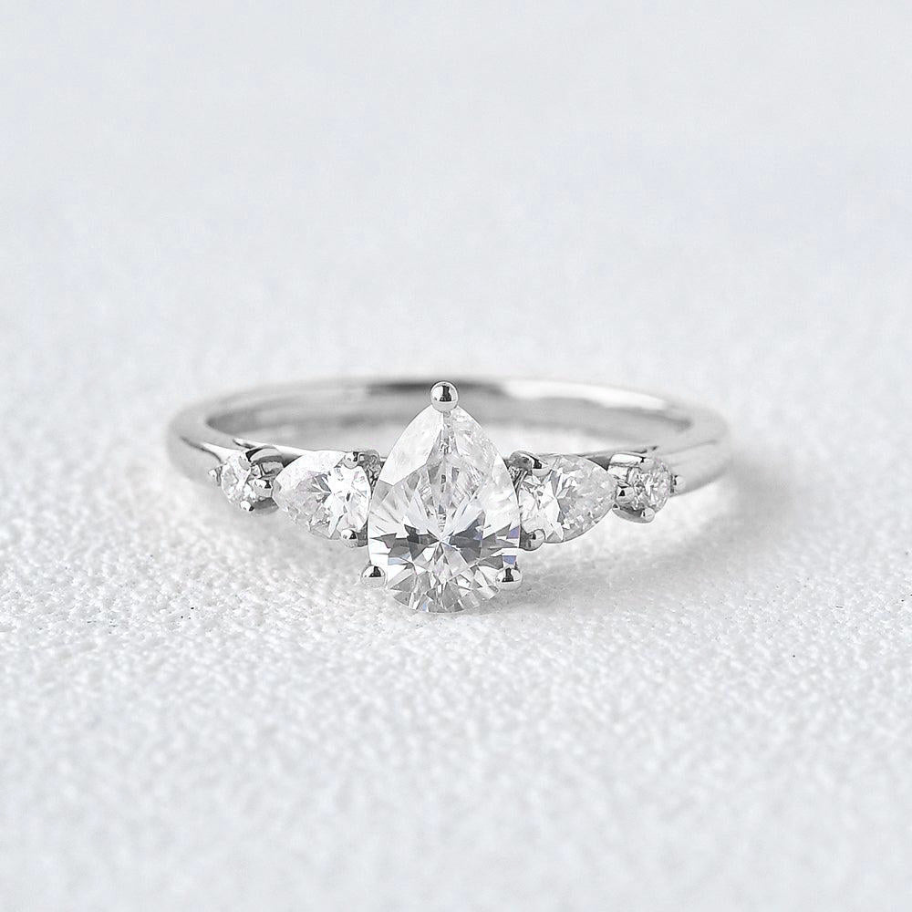 Stylist Pear Shaped Moissanite Rose Gold Ring