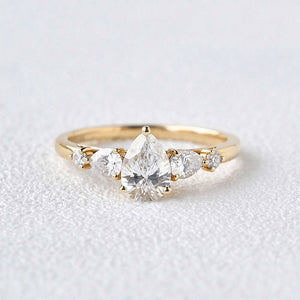 Stylist Pear Shaped Moissanite Rose Gold Ring