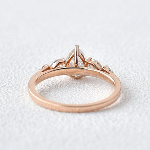 Stylist Pear Shaped Moissanite Rose Gold Ring
