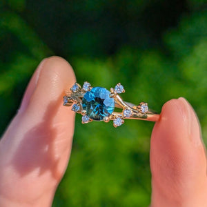 Hera Blue Sapphire ring, Blue Sapphire Engagement ring, Twig Ring