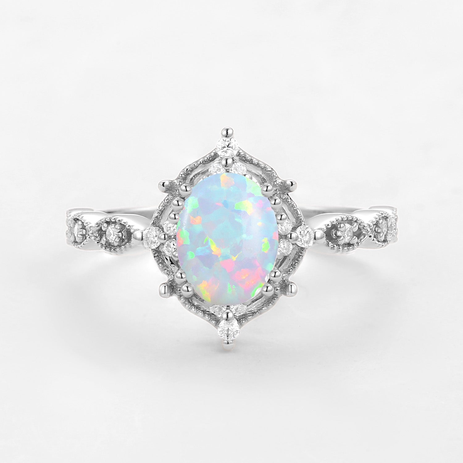 Charlotte 1.5ct Lab Opal Signature Vintage Engagement Ring