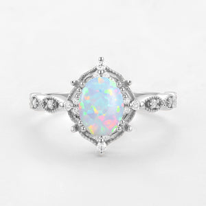 Charlotte 1.5ct Lab Opal Signature Vintage Engagement Ring