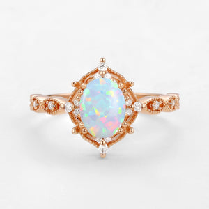 Charlotte 1.5ct Lab Opal Signature Vintage Engagement Ring