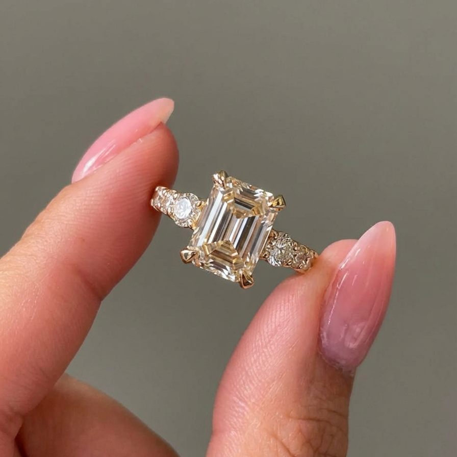 Thalia‘s Oath | 2CT Emerald Cut Moissanite Ring