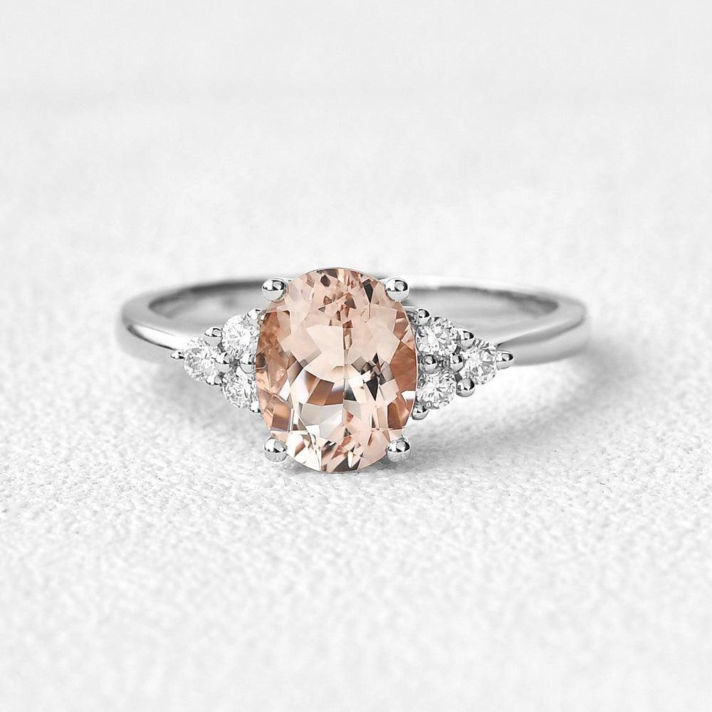Oval Moss Agate Classic Cluster Engagement Ring - Aurora
