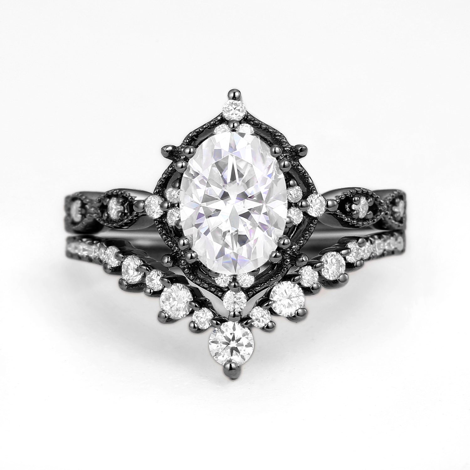 Black Gold Signature Vintage Ring Set 2pcs - Charlotte