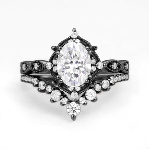 Black Gold Signature Vintage Ring Set 2pcs - Charlotte