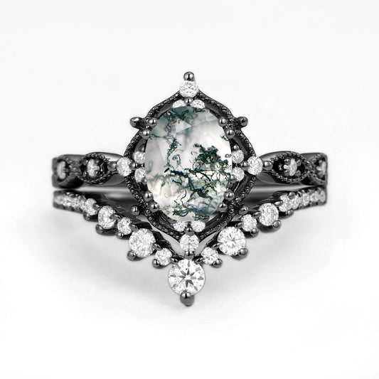 Black Gold Signature Vintage Ring Set 2pcs - Charlotte