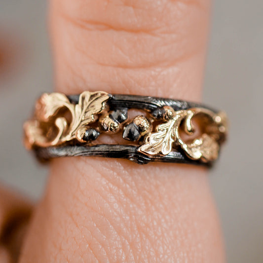 The Oak Promise: Hand-Engraved Wedding Bands