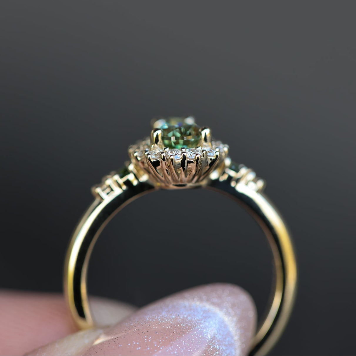 Stella's Mint | Classic Pear Cut Green Diamond Engagement Ring
