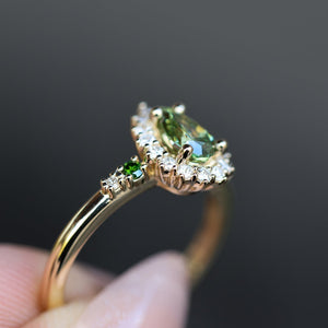 Stella's Mint | Classic Pear Cut Green Diamond Engagement Ring