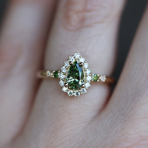 Stella's Mint | Classic Pear Cut Green Diamond Engagement Ring
